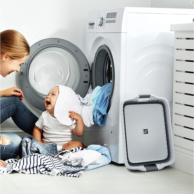 Lavish Home Collapsible Plastic Laundry Basket, 24.25”x17.5”x10.5” | - Image 4