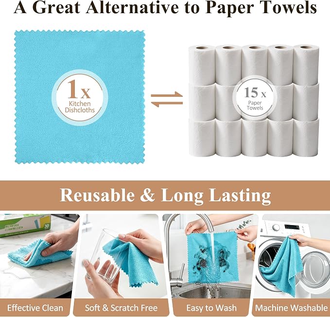 30 Pack Microfiber Cleaning Cloths, Dish Towels - Image 8