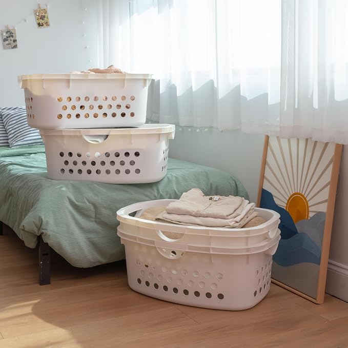 IRIS USA Laundry Basket, 51L Plastic Hip Hold Hamper, 4 Pack, 1.5 Bushel - Image 2