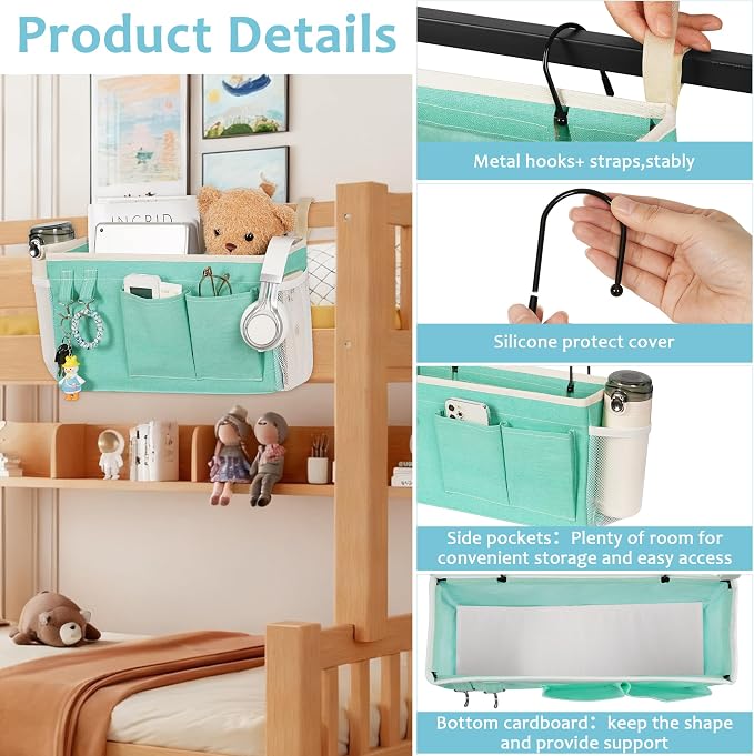 Bedside Caddy, Bedside Storage Bag Hanging Organizer - Image 4