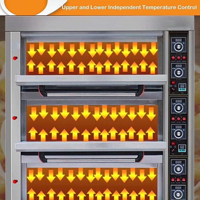 INTSUPERMAI Electric Gas Pizza Oven Stainless Steel Three Layers Movable Gas 6 Baking Dishes Pizza Oven Commercial Restaurant 110V 300W