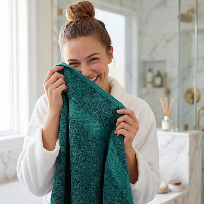 Superior Egyptian Cotton Plush & Absorbent, Bath Towel Set of 4, Teal | Quick - Image 8