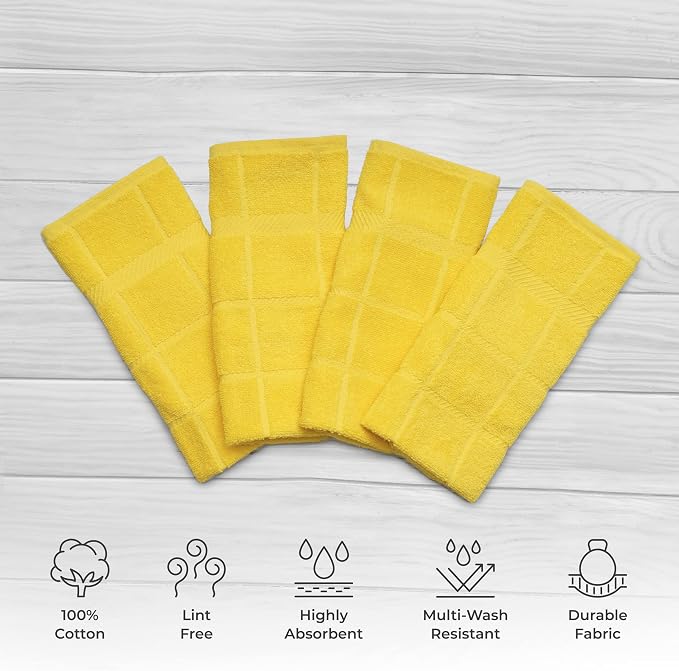 100% Cotton Terry Dish Towels, 4 Pack Plain, 16 x26 Inches, Super Soft and - Image 2