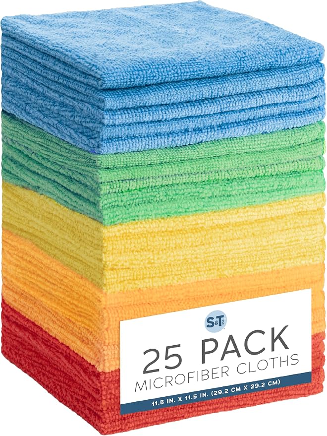 S&T INC. Microfiber Cleaning Cloth, 25 Pack, 11.5" x 11.5" by STINC