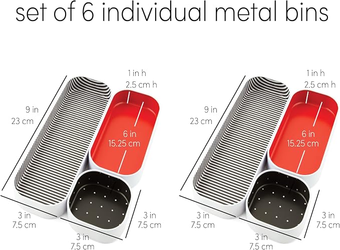 Three by Three Seattle Metal Drawer Organizer Tray Set, makeup & office drawers - Image 3