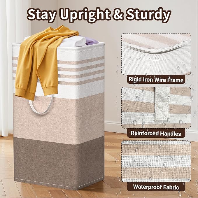 WOWBOX 2 Pack Laundry Baskets, Collapsible Dirty Clothes Laundry Hampers - Image 3