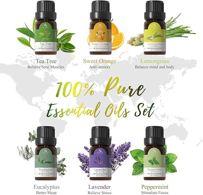 ASAKUKI Oil Diffuser with Essential Oils Set, 500ml Aromatherapy Humidifier | - Image 2