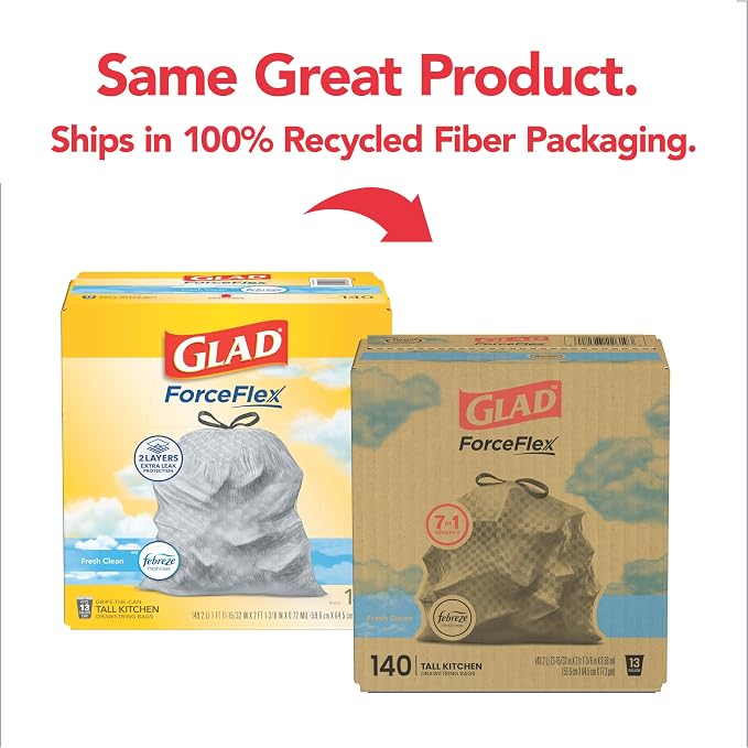 Glad ForceFlex Tall Kitchen Trash Bags, 13 Gallon, Fresh Clean - Image 2