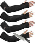 Arm Protectors For Thin Skin And Bruising, Cut Resistant Sleeves For Men Women, A5 Level Farmer Sleeve For Gardening (Black & Black, 17.7 In - 2pairs)