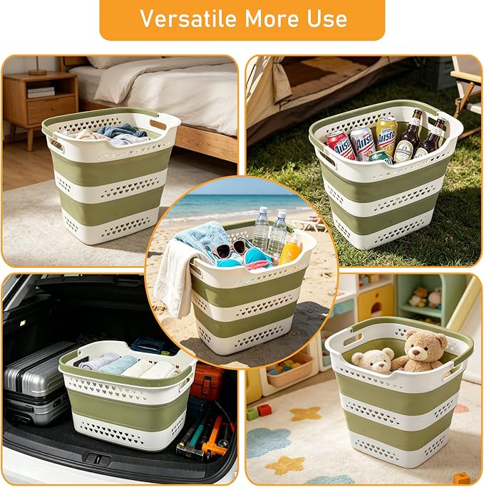 2 Pcs 42L/11.2 Gal Collapsible Laundry Basket - Image 7