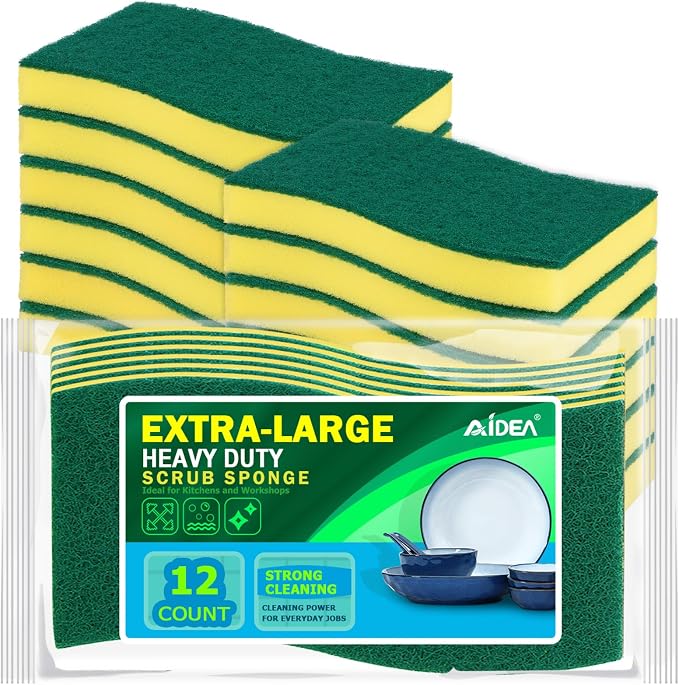 AIDEA Sponges Kitchen, 12 Pack XL Heavy Duty Dish Sponges, Cleaning Sponges | by AIDEAHOME