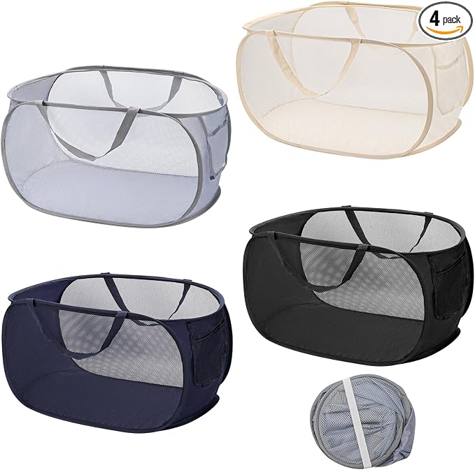 4 Pcs Pop Up Laundry Hamper 4 Colors Collapsible Horizontal Baskets by acDesign