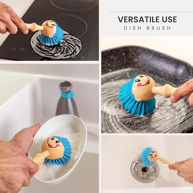 Vigar Dolls Dish Brush with Handle and Holder, Kitchen Scrub Brush, Dishwashing - Image 5