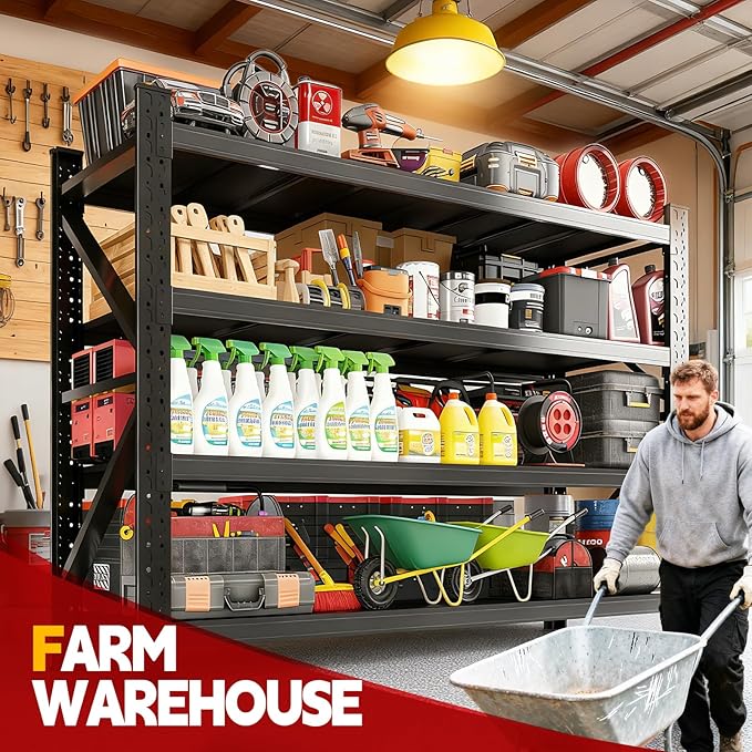 7000LBS Storage Shelves Heavy Duty, Metal Storage Shelves 4 Tier Units Adjustable Utility Rack Shelf, Heavy Duty Garage Racks Shelving for Basement, Industrial, Garage Shelving 71" W x 24" D x 70" H