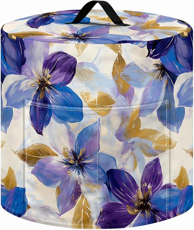 Kitchen Appliance Accessories Dust Cover for 3-6-8 Quart Instant Pot, Pressure Cooker, Air Fryer & Crock Pot,Decorative Appliance Cloth Cover with Top Handle & Storage Pockets (Purple, 3 Quart)