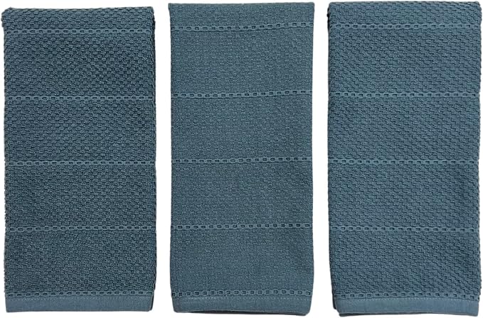 Teal Dark Blue Kitchen Hand Dish Towels, 100% Cotton - Image 5