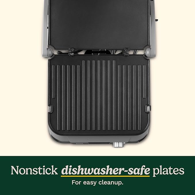Cuisinart Electric Griddler FIVE Countertop Grill, Enjoy 5-in-1 Functions Including Panini Press, LCD Display, Wide Temperature Range, and Sear Function, Nonstick Plates, GR-5NAS, Stainless Steel