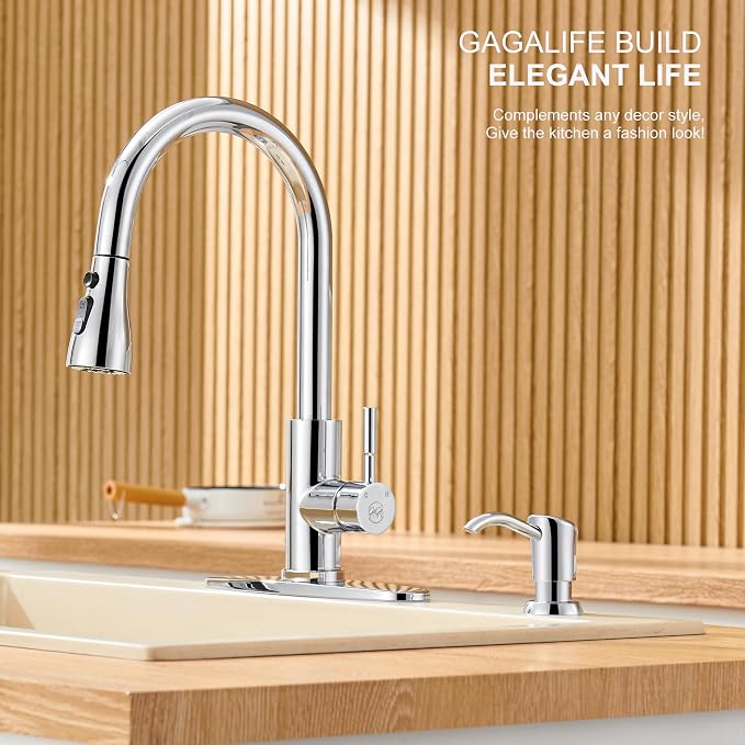 GAGALIFE Dish Soap Dispenser for Kitchen Sink, 17 oz Bottle, Chrome | Refills - Image 3