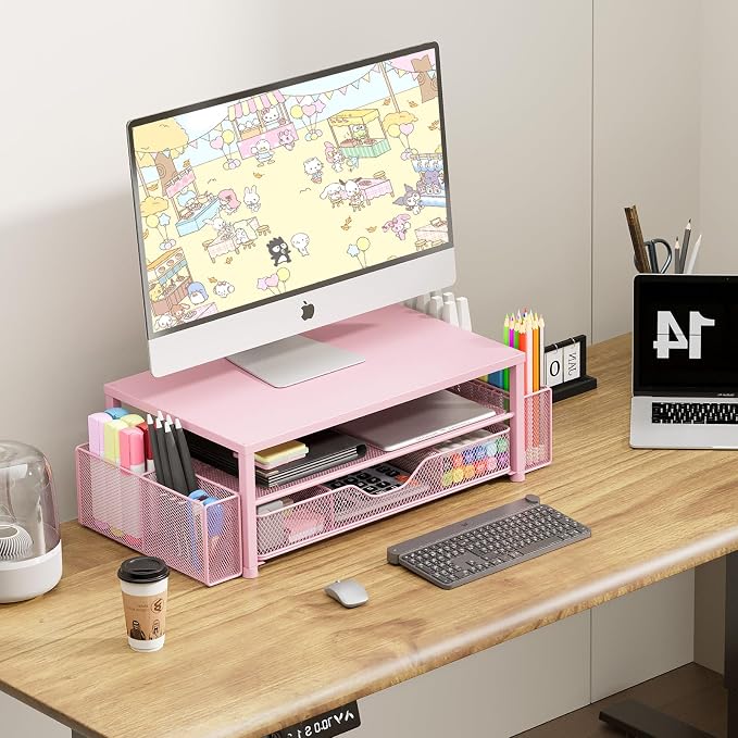 Desk Organizer and Accessories, 2-Tier Computer Monitor Stand Riser - Image 5