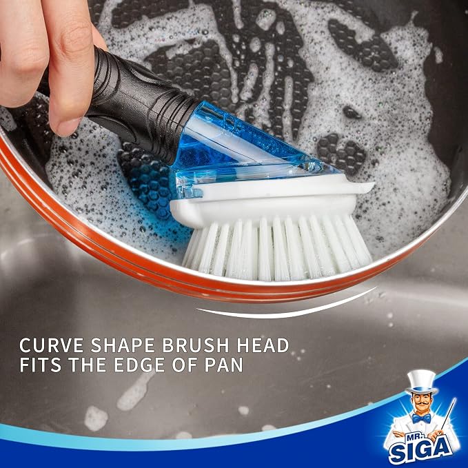 MR.SIGA Soap Dispensing Dish Brush Storage Set, Kitchen Brush - Image 4