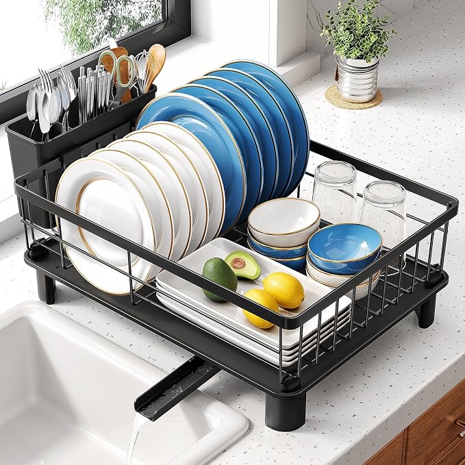 SNTD Dish Drying Rack for Small Kitchen Counter, 12.9" W x 16.9" L, Rotating by SNTD