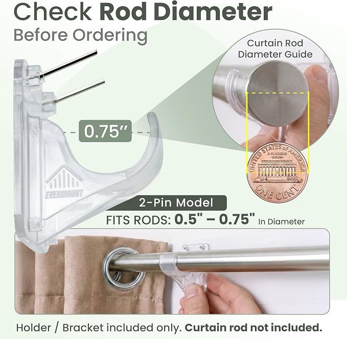 No Adhesive Heavy Duty Curtain Rod Holders - Image 5