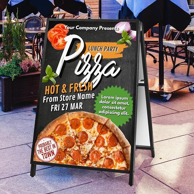 USCNC 3 PACK 24 x 36 Inch A Frame Sign Double-Sided Folding Sandwich Board Heavy Duty Slide-in Sidewalk Signboard for Outdoor Street Advertising Poster(Frame only，No white board)