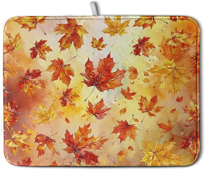 Maple Leaves Fall Dish Drying Mat by Kwlegh