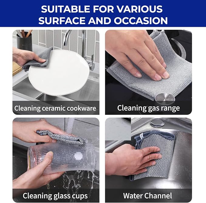 Wangjinpeng 12PK Non-Scratch Steel Wool Dishcloths 9.84X9.84 in - Image 3