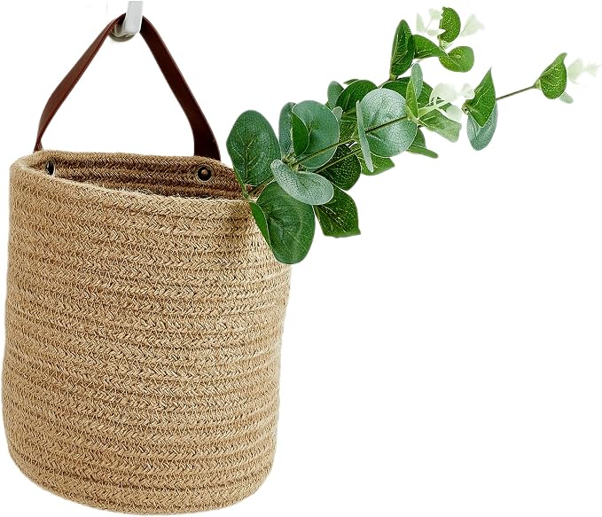 Wall Hanging Storage Basket, Woven Plant Holder by RUIZHIXUAN