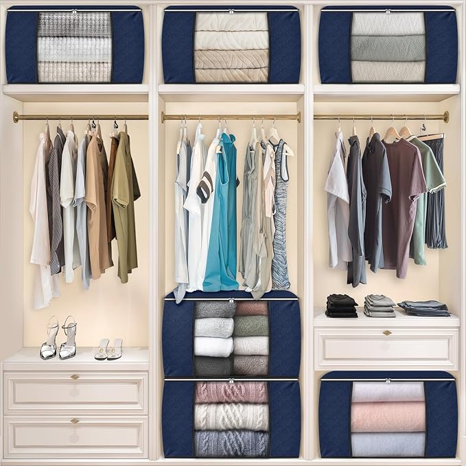 90L Clothes Storage, Foldable Thick Fabric Blanket Storage Bags | Foldable - Image 7