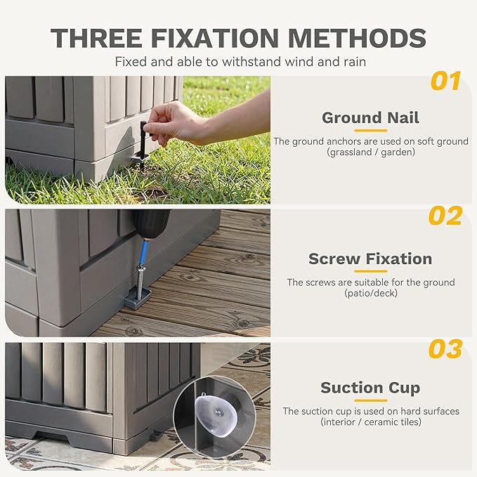 DWVO 76 Gallon Outdoor Trash Can, Dual-Compartment Resin Garbage Bin with Lid, Includes 2 Sorting Labels, Ash Holder, Stakes & Suction Cups, Hideaway Storage for Patio Backyard Garden, Light Brown