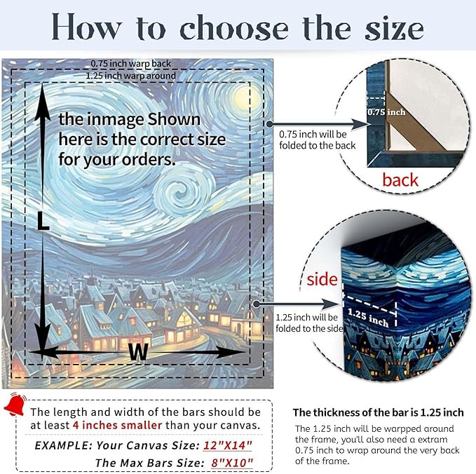 Canvas Stretcher Bars 16x30 Inch Frame Kit, Available in 25+ size Wood Stretcher Bars for Home and Office, Gallery Wrap Wall Arts Supply for Oil Painting, Poster, Picture & Paint by Numbers