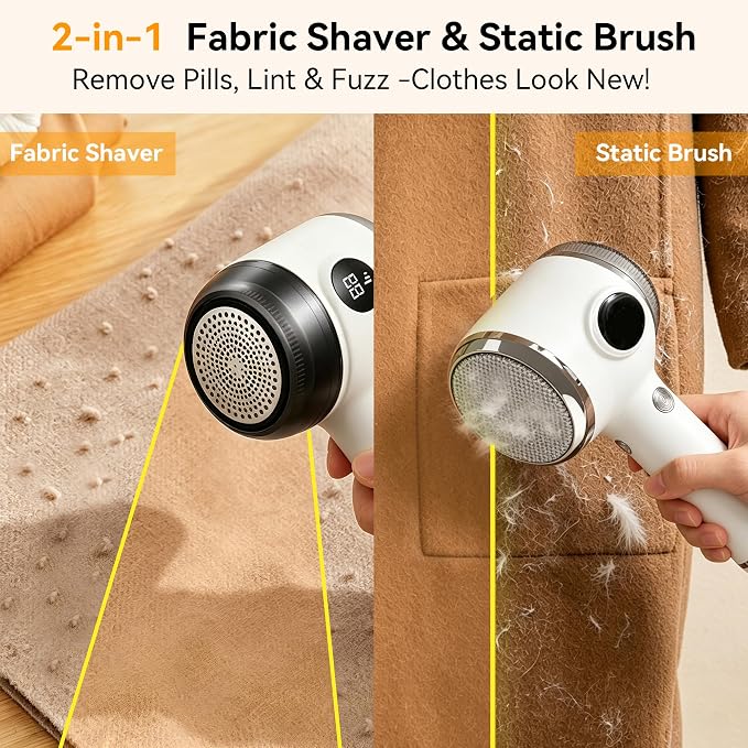 Cordless Rechargeable 2-in-1 Fabric Shaver & Lint Remover - Image 2