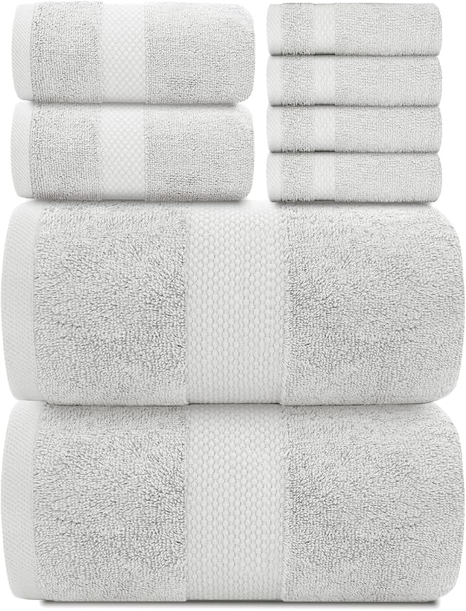White Classic Luxury Bath Towel Set of 8 Pieces by WhiteClassic