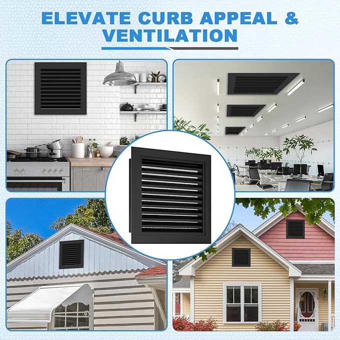 2-Pack 14"x20" Louvered Gable Vents – Rustproof Aluminum Attic Vents for Sheds, Containers, and Wall Use – 12"x18" Vent Opening for Fresh Airflow