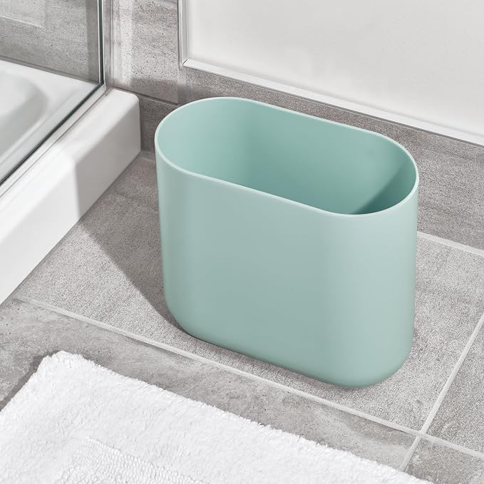 iDesign Small Slim Plastic Bathroom Trash Can - Image 7