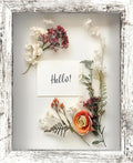 FrameWorks 8x10 Driftwood Wooden Shadow Box Frame – Soft Felt Back, Tempered Glass, and Included Elegant White Ball Push Pins