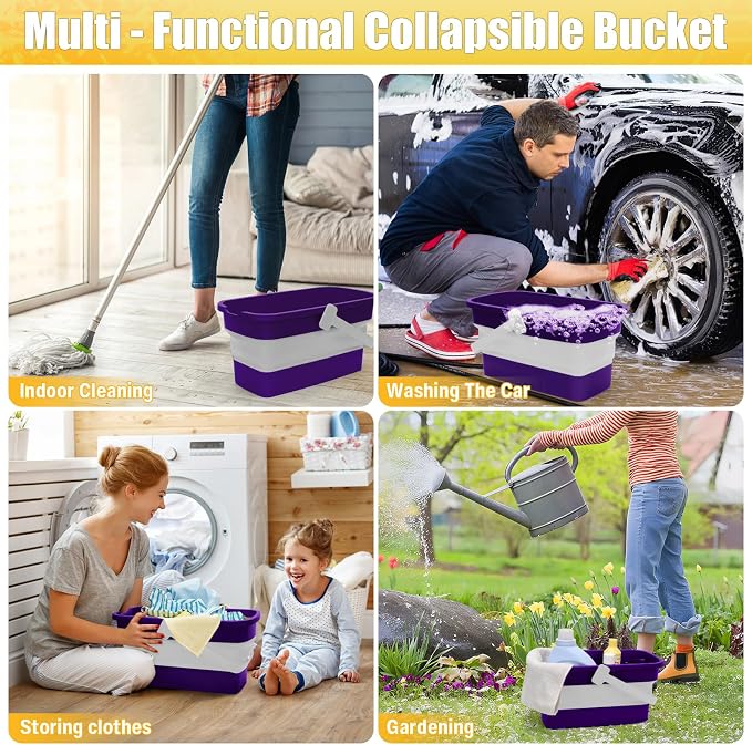 Collapsible Bucket with Handle for Mop Windows Cleaning, 3 Gallon - Image 6