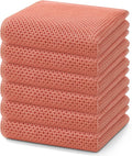 Homaxy 100% Cotton Waffle Weave Kitchen Dish Towels 6-Pack, Coral | 13 x 28 by Homaxy