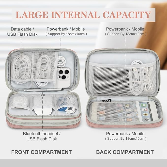 FYY Electronic Organizer, Travel Tech Pouch Bag, Waterproof, Double Layers - Image 3