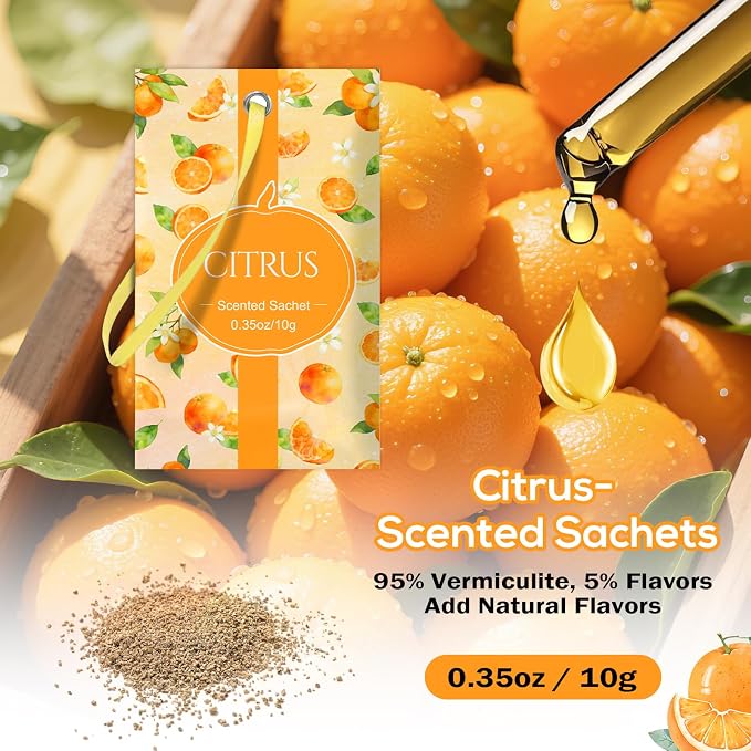 SCENTORINI Scented Sachets for Drawers and Closets, Citrus Scent 14 Pack - Image 2