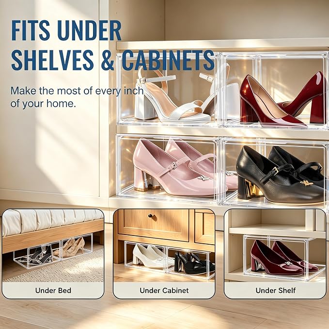 2 Pack Low Profile Clear Shoe Storage Box - Image 8