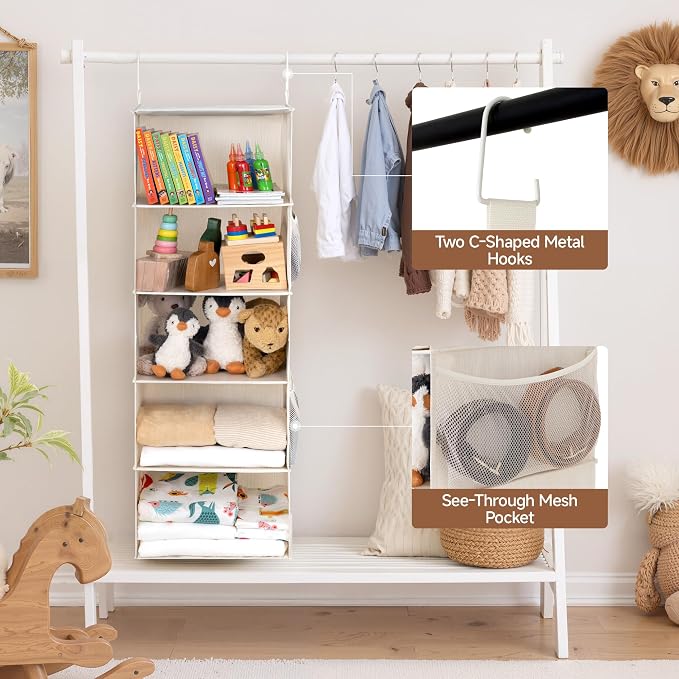 StorageWorks Hanging Closet Organizer, 5-Shelf Hanging Shelves - Image 4