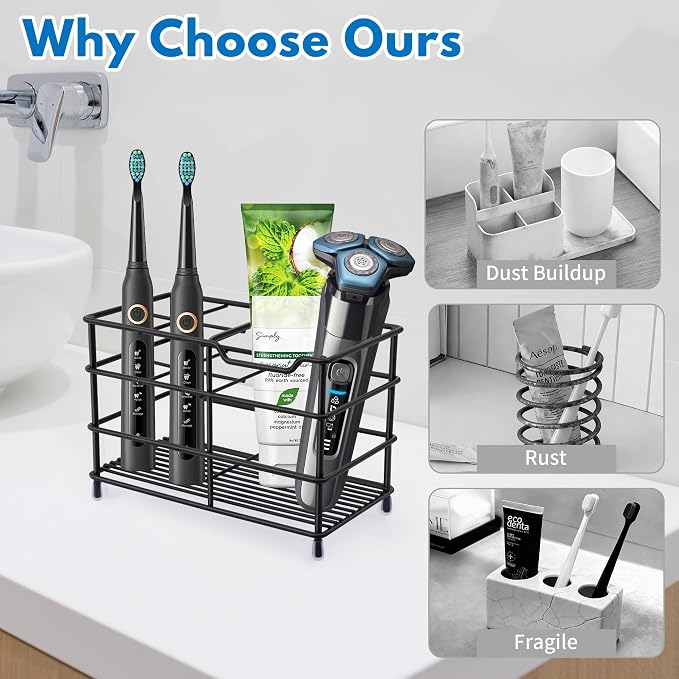 Electric Toothbrush Holders for Bathrooms 304 Stainless Steel Quick Drying | - Image 2