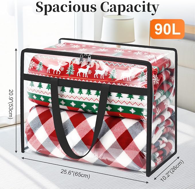 SpaceTrove Clear Storage Bags, foldable waterproof moving bags store comforters - Image 2
