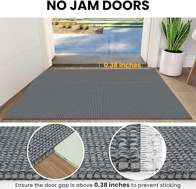 IOHOUZE Washable Runner Rug 3x12 Non Slip Rubber Backed Extra Long Hallway Runner Entryway Runner Indoor, Kitchen Rugs Woven Cotton Floor Carpet for Hall Entrance Stair, Dark Grey