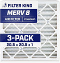 Filter King 20.5x20.5x1 Air Filter | 3-PACK | MERV 8 HVAC Pleated A/C Furnace Filters | MADE IN USA | Actual Size: 20.5 x 20.5 x .75"