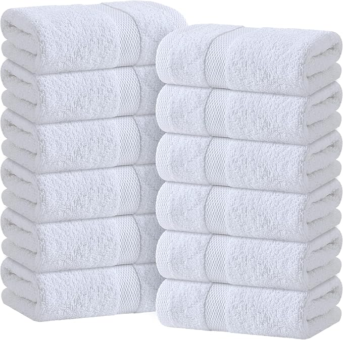 Wealuxe White Hand Towels for Bathroom Cotton Hand Towel Bulk for Gym, Kitchen by WhiteClassic