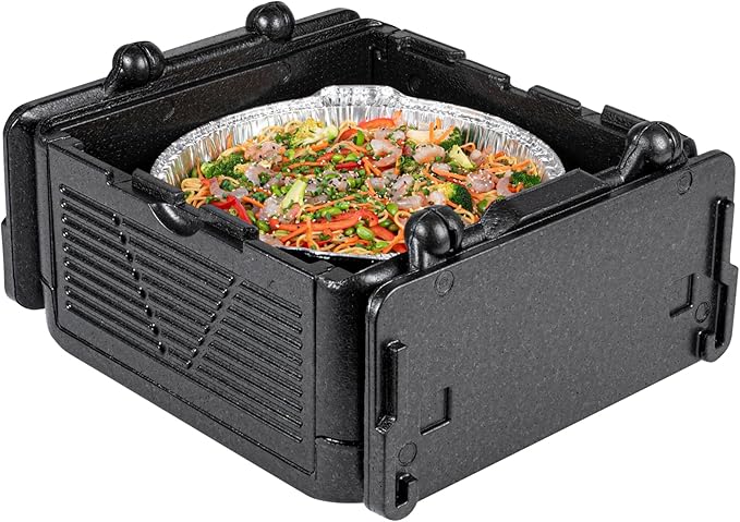 Restaurantware-Cater Tek 25 Quart Catering Hot Box, 1 Top Load Insulated Food Pan Carrier - Holds 1 Full Size 8” Deep Pan, Collapsible, Black EPP Plastic Food Box With Handles, Portable, For Buffet